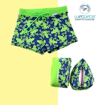 WETPETS 德國男童泳褲//附臂圈-Quaki快奇蛙蛙綠(98-110cm) Q-C-12-BH-VE-65