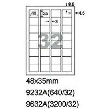 【文具通】阿波羅9232A影印自黏標籤貼紙32格切圓角48x35mm P1410324【APP滿額下單4%點數(單一帳號最高1500點)】5/31止