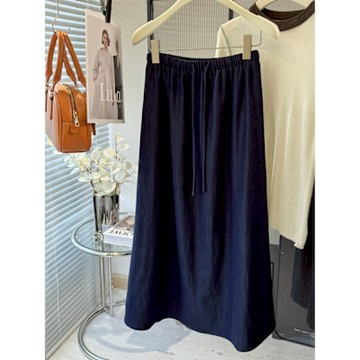 【Paiya派亞】精仿牛仔複古色系休閑A字裙韓版百搭顯瘦中長型裙子