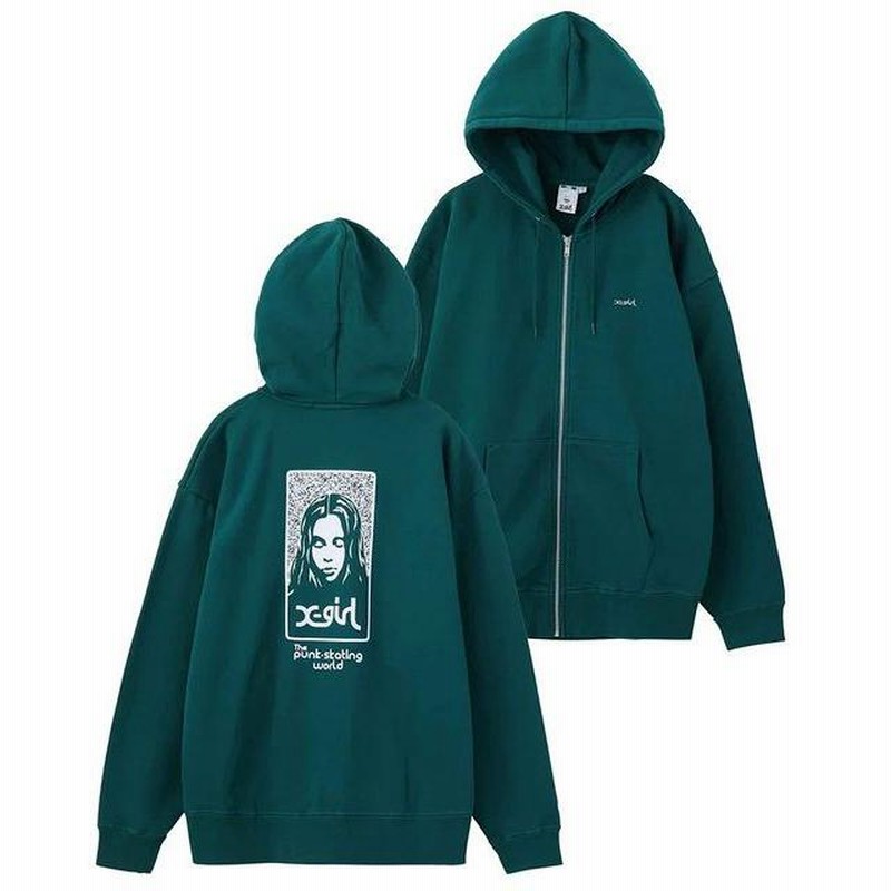 エックスガール X-GIRL NOISE FACE ZIP UP SWEAT HOODIE ノイズ