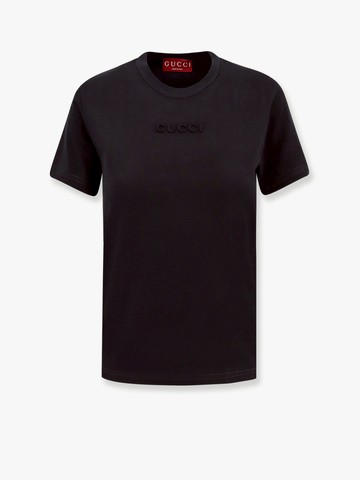 Cotton t-shirt with frontal ton sur ton logo - GUCCI - gender_Woman