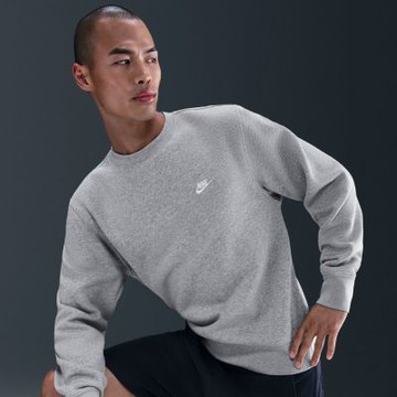 NIKE 長袖上衣 男 大學T 磨毛 寬鬆版型 AS M NK CLUB BB CREW NEO VRSTY 灰 IB3304-063