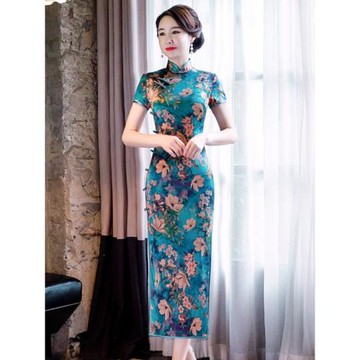 2025年新款桑蠶絲高端氣質老上海年輕顯瘦日常改良媽媽真絲長旗袍