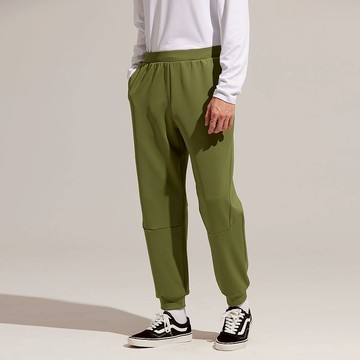 不可退換 /棉柔剪接修身束口褲-柳綠