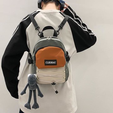 迷你小巧多用逛街出游雙肩包港風書包背包日韓日系休閑工裝復古