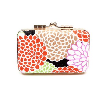 印章盒 口金 雙人章 對章 公司大小章 - 和風 菊花 (黑)