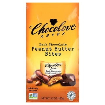 Chocolove, 黑巧克力夾心，鹹味花生醬，55% 可可，3.5 盎司（100 克）