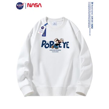 NASA衛衣男士秋冬季圓領套頭加絨加厚情侶款寬松oversize打底衫潮