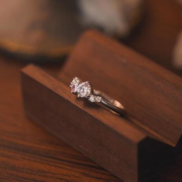 ZURY閃耀粉鋯之星可愛清新百搭 S925銀 開口設計小眾仙女鋯石戒指