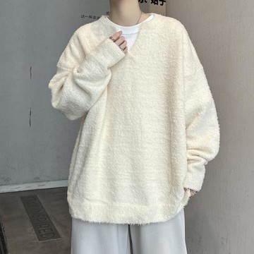 V領毛衣男秋冬季新款日系復古高級感針織衫寬松休閑慵懶軟糯線衣