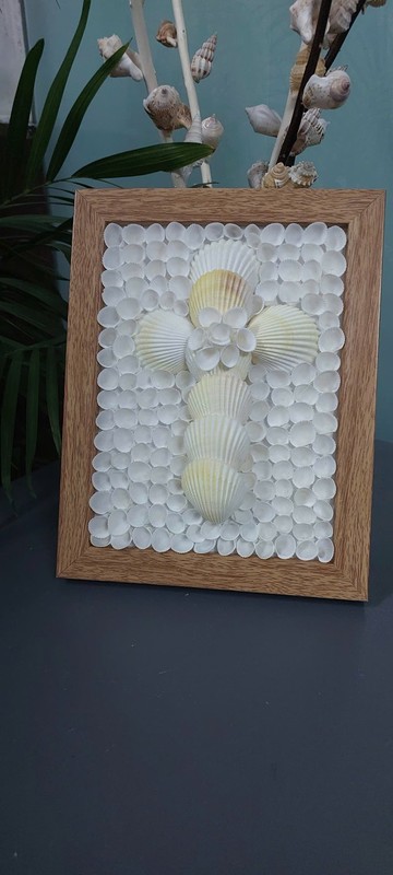 手工白色貝殼壁掛藝術畫