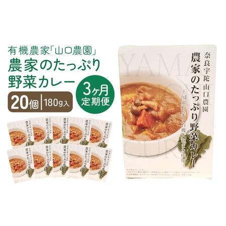 ふるさと納税 定期便 ３ヶ月 農家のたっぷり野菜カレー ２０個 月１回 ／ 山口農園 有機野菜 オーガニック 伝統野菜 レトルト カレー キャンプ .. 奈良県宇陀市