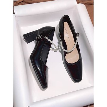 秋天通勤高跟鞋2025秋季新款粗跟女鞋子黑色職業工作方頭淺口單鞋