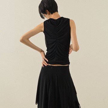 【NaSuBi Vintage】垂墜打褶紗質古著上衣