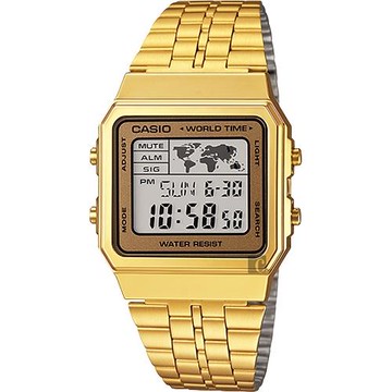 CASIO 卡西歐 地圖復刻方型金錶(A-500WGA-9DF)