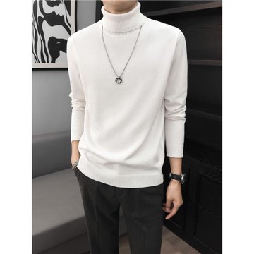 秋冬黑色高領毛衣男慵懶風內搭男士加厚毛線冬季翻領打底針織衫男