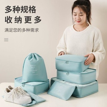 【臺灣出貨】旅行收納袋整理包七件套裝行李箱出差行李衣物打包整理內衣束口袋