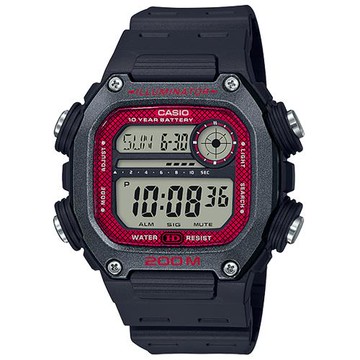 【CASIO 卡西歐】粗曠運動 電子男錶 膠質錶帶 防水200米 LED照明 DW-291H (DW-291H-1B)