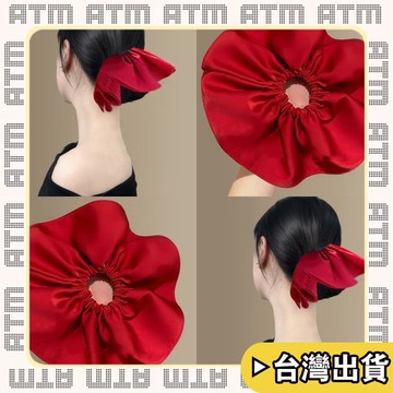 🔥臺灣出貨🔥可開發票✅輕飾時光丹綢逸韻~明媚的紅超大號法式紅色大腸髮圈女高級感頭繩新年發繩