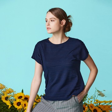 INDIGO雙層細捲立體側剪裁上衣