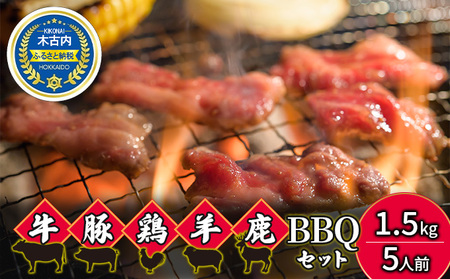 5種のお肉 BBQセット 牛 豚 鶏 羊 鹿肉 5人前 1.5kg 焼肉