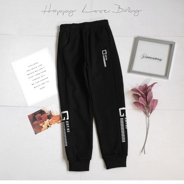 男大童 厚款 百搭個性休閒燙銀英文不倒絨棉褲 秋冬童裝 大童長褲 大童休閒褲 大童運動褲 刷毛