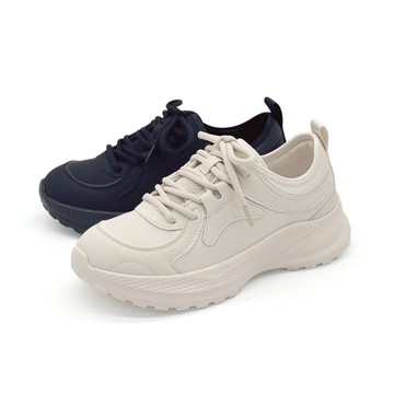 運動鞋 休閒鞋 厚底鞋 異材質拼接厚底運動鞋 ROBINLO (DOIRE 雲霧白/深夜黑)