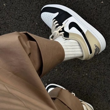 NIKE 休閒鞋 AIR JORDAN 1 LOW 黑白 燕麥奶 低筒 男 553558-153