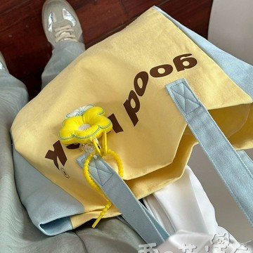 💛手提包💛日係ins碎花帆布包包女 休閒百搭文藝單肩包大學生上課通懃託特包