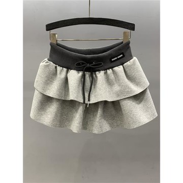 2026年春夏新款抽繩松緊腰半身裙女高腰顯瘦a字短裙蓬蓬裙蛋糕裙