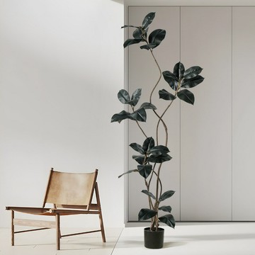 仿真綠植 發財樹 仿真植物 盆栽 盆景仿真綠植黑金剛橡皮樹高端輕奢客廳裝飾擺件大型落地假樹假植物