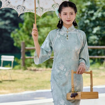 【翠玉蘿】 新中式復古/織錦提花/古法雙襟旗袍