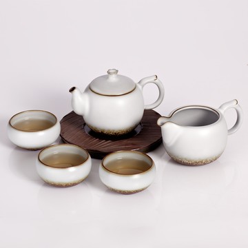 乾唐軒活瓷 | 多福圓滿茶具組 / 陶 / 一壺+六杯+茶海 / 油脂釉