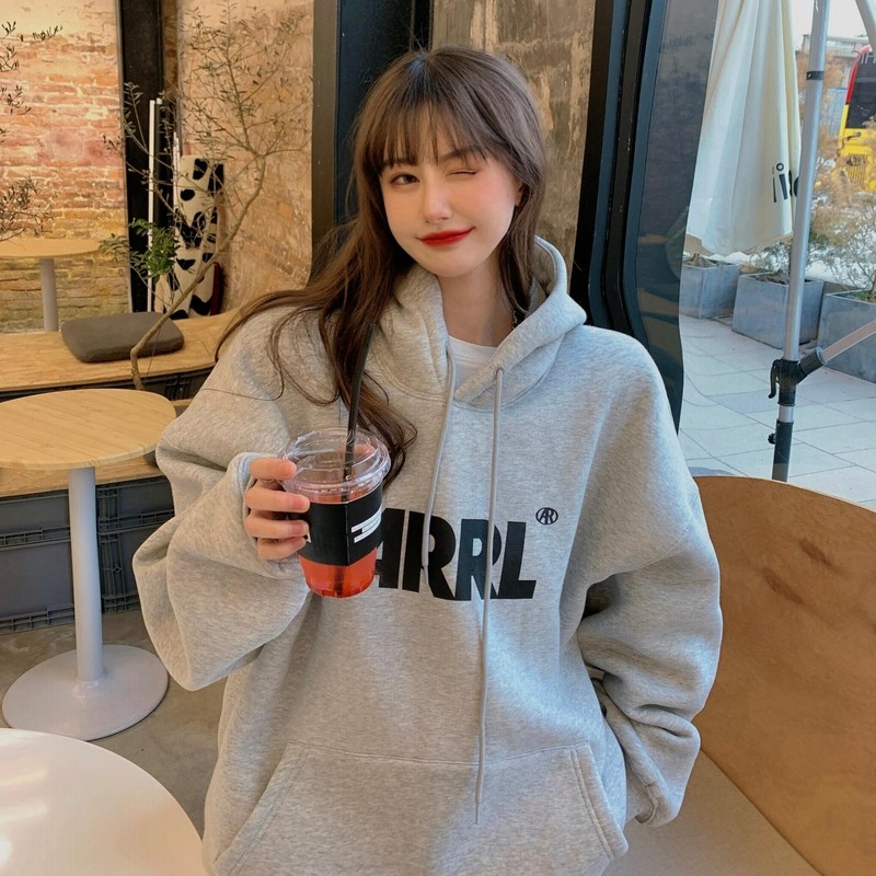 安い可愛い パーカー レディース 韓国 厚手 裏起毛 大きいサイズロンググレーのカジュアルレターコー 通販 Lineポイント最大1 0 Get Lineショッピング