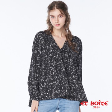 【新年爆殺價↘$488】V領傘狀滿版印花襯衫 - BLUE WAY ET BOîTE 箱子