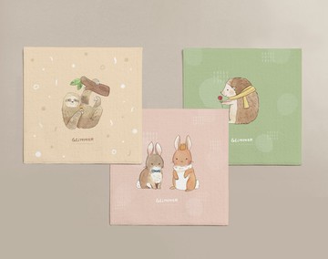 | 微光Zoo | 插畫小方巾_森林動物系列