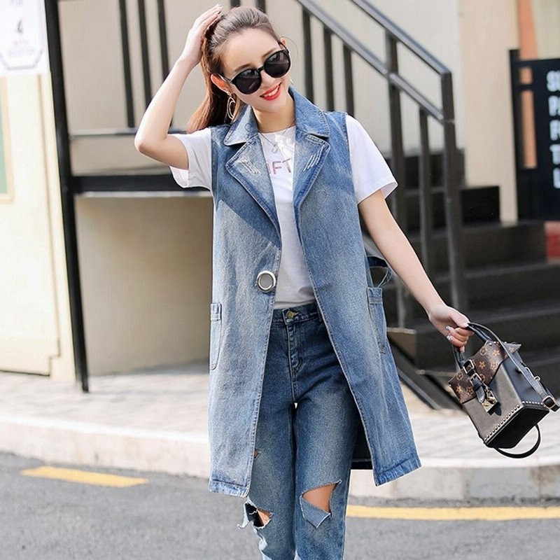 ロングベスト レディース デニム ジレ カジュアル シンプル アメカジ 体型カバー フェミニン かっこいい Good Clothes 通販 Lineポイント最大0 5 Get Lineショッピング