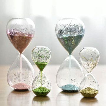 現貨－時尚居家用品4 創意金亮片玻璃沙漏 不計時桌面擺件 裝飾品 禮物
