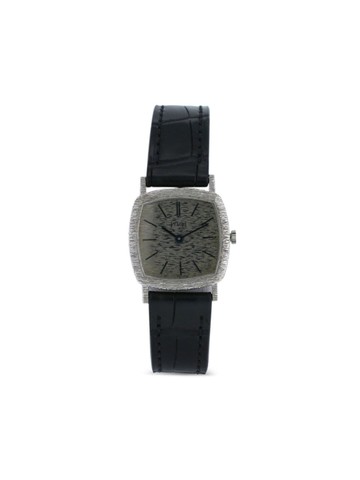 Piaget - 1970 pre-owned Tradition 23mm - women - 18kt White Gold/Leather - One Size - Silver