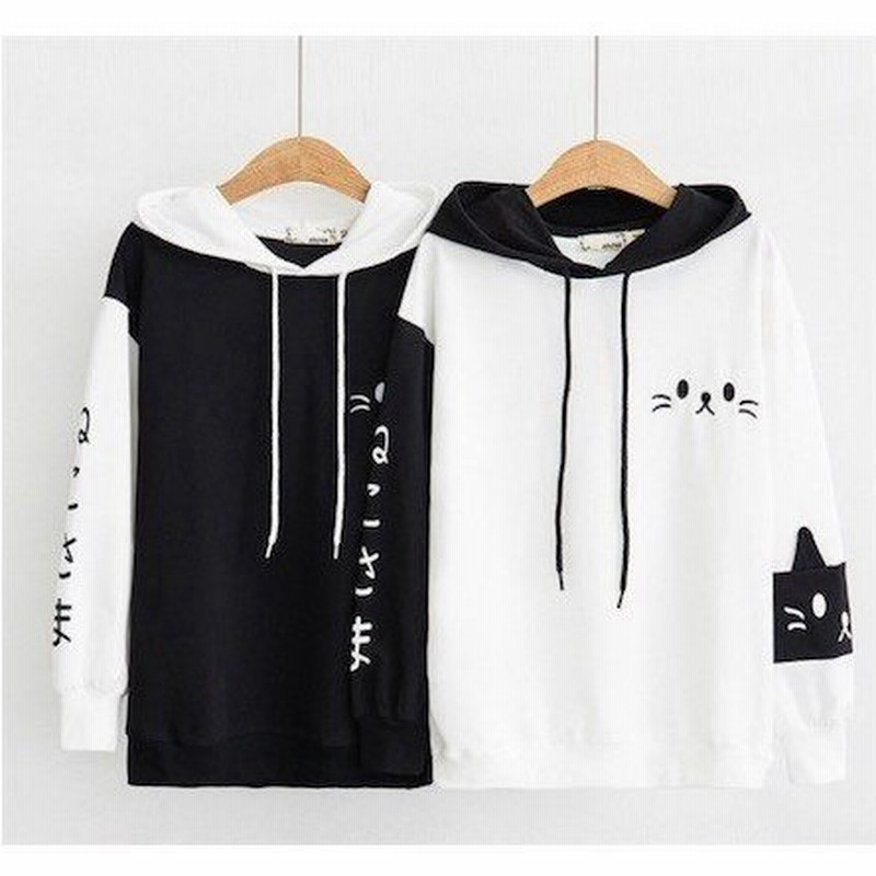 パーカー レディースアウター春秋薄手 プルオーバー カジュアルスウェットトップス可愛いパーカーフード付き森ガール系ネコ耳ガールズ猫刺繍 通販 Lineポイント最大get Lineショッピング
