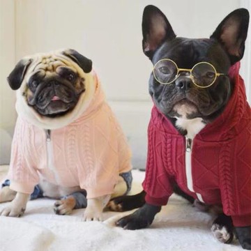 狗衣服秋冬新品寵物服飾毛衣連帽雙子星染色提花線衣批發暖冬