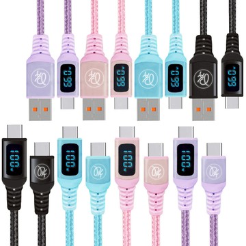 PICKOGEN VAW 雙Type-C 雙向100W USB-A to Type-C 智能數顯快充充電傳輸線