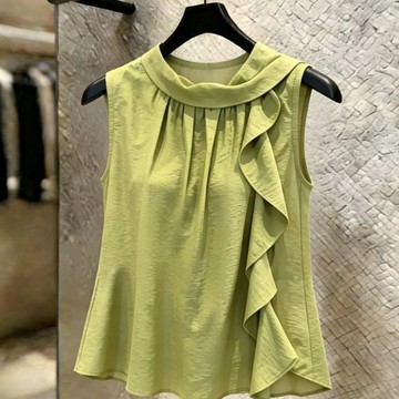 【台灣现貨】法式襯衫 無袖襯衫 減齡上衣 女生襯衫 上衣娃娃衫 夏天襯衣 女生上衣 休閒上衣 小衆設計感上衣 韓版襯衫女