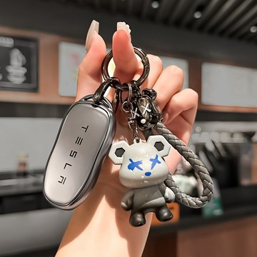 【熱賣】Tesla特斯拉 金属灰鑰匙套 MODEL S 鑰匙圈 MODEL-X Model3-y 專用套殼包扣