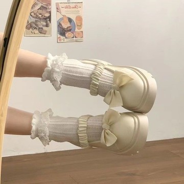 🔥台灣出貨🔥白色日係jk粗跟厚底瑪麗珍小皮鞋女複古法式淺口單鞋 樂福鞋