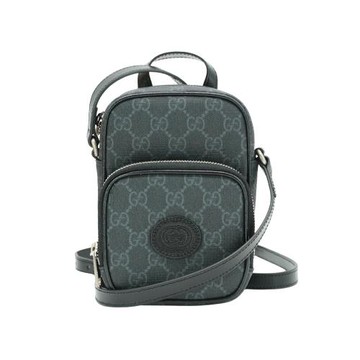 Gucci Interlocking G 標誌迷你拉鍊二用包(672952-黑)