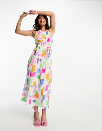 Nobody's Child Christina midi dress in abstract print-Multi