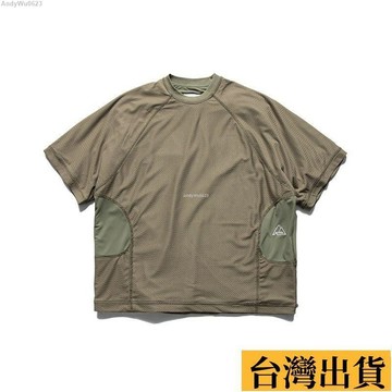 🌈台倉出庫🌈 復古夏季戶外速幹運動拼接寬鬆短袖T恤機能上衣圓領潮牌