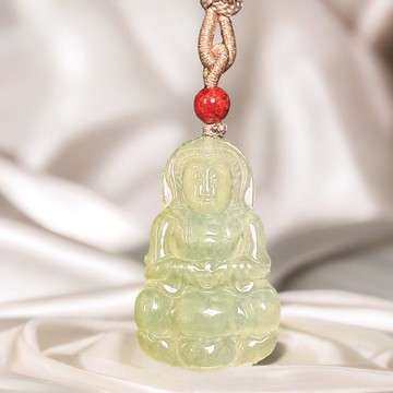 冰種淡綠翡翠觀音菩薩項鍊 | 天然緬甸玉翡翠A貨 | 送禮