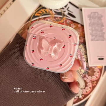 【新款】櫻桃水晶蝴蝶結 適用於 AirPods Pro2 4代 pro 3代 保護殼 蘋果耳機套 哀風1/2代藍牙耳機殼